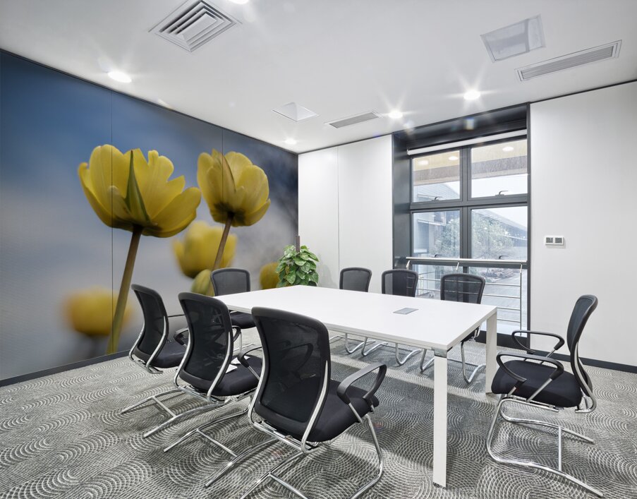 Yellow Cascade Wall Printing